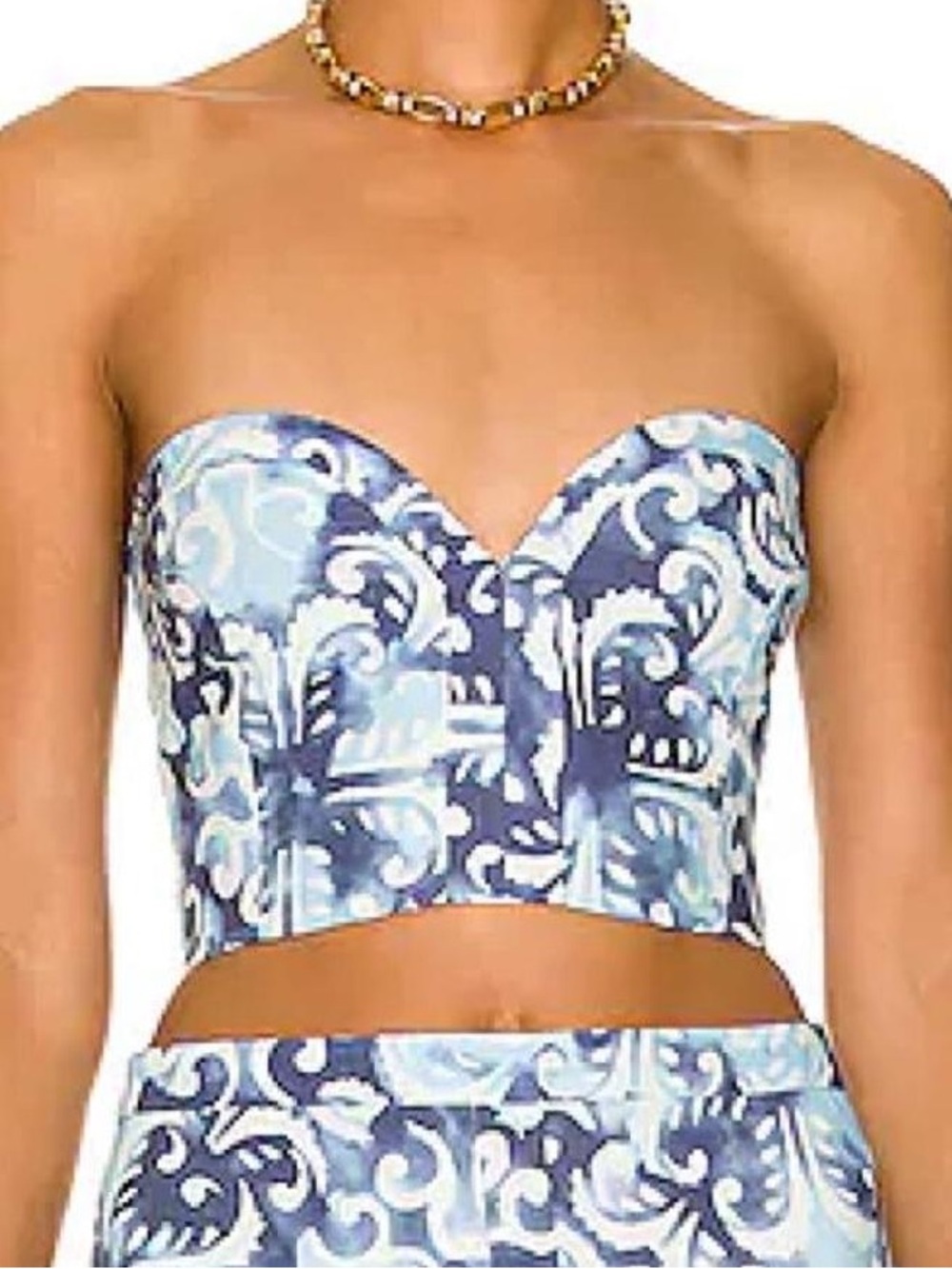 ALEXIS Isola  Top in Blue & White Linen XS NWT